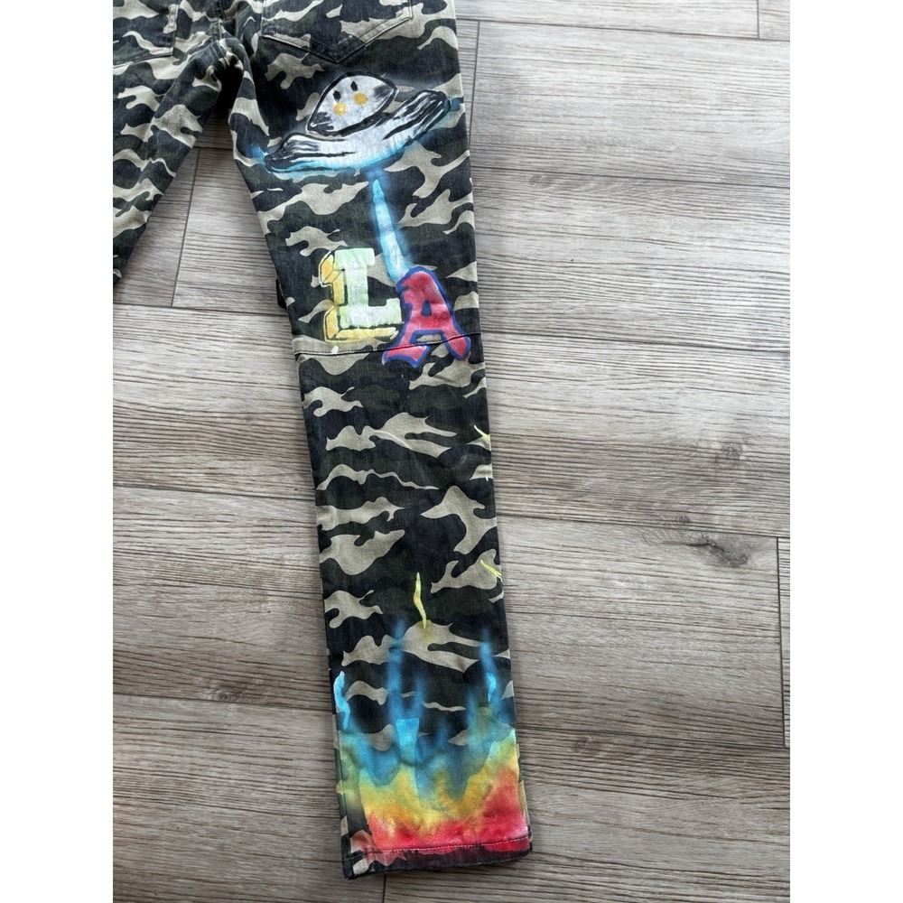 Lifted Anchors Custom Graphic Camo Cargo Men's Pants Size 34 Streetwear LA - Picture 11 of 15